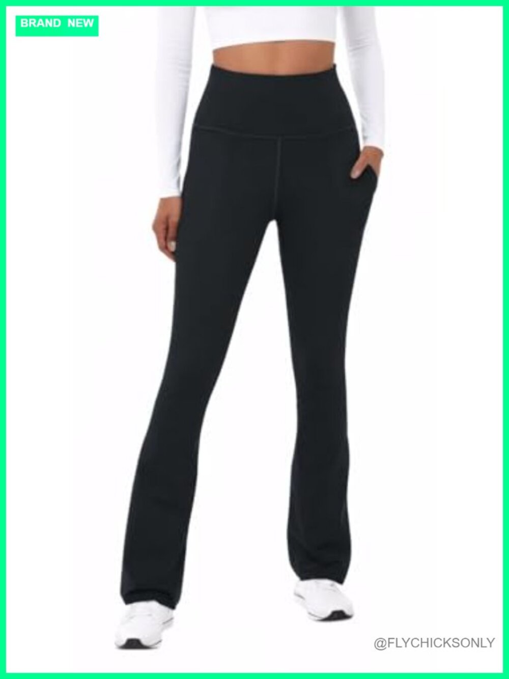 High Waist Tummy Control Bootcut Flare Yoga Pants Four-Way Stretch Pockets